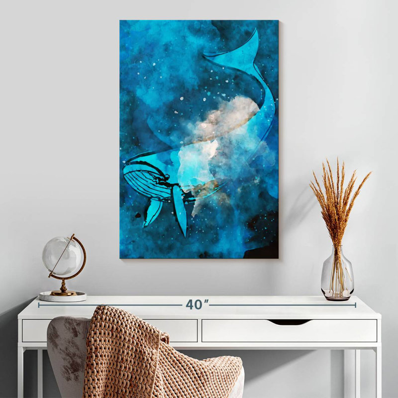 Ronce de baleine en bleu, H 30 po x l 20 po