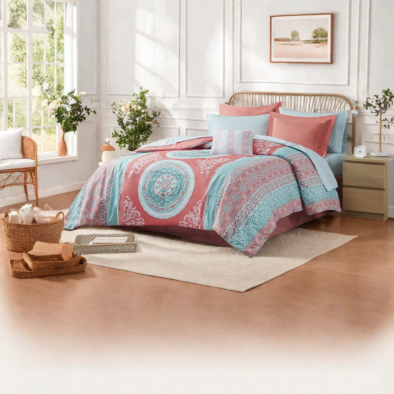 Ensembles de literie Coho, microfibre de polyester, style moderne corail pour la maison