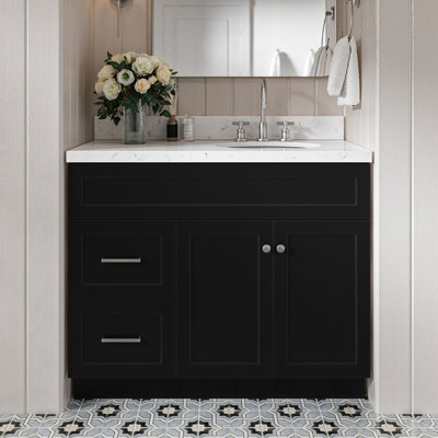 Abell 42.25'' Bathroom Vanity with Carrara Quartz Top