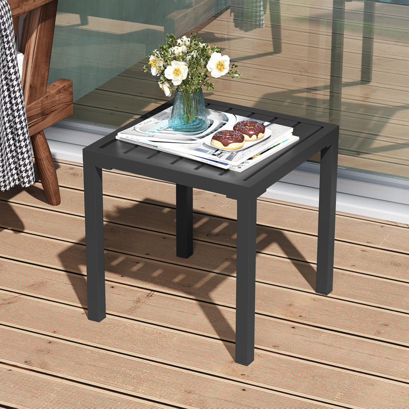 Rectangular Metal Outdoor Side Table, Black