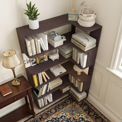 Freestanding L-shaped corner bookshelf