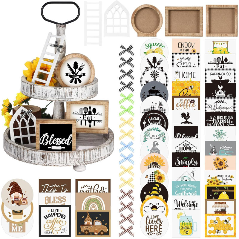 48 Pcs Interchangeable Tiered Decor,Tray Not Included(Home)