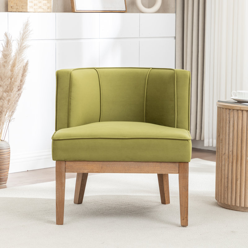Fauteuil demi-tonneau Karoll, Velours olive, 1