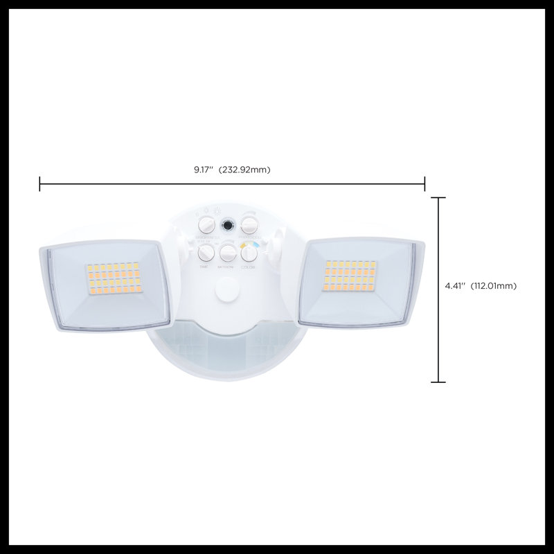 LED Security Light with Nightlight PIR Sensor Dual Head Field Selectable, White