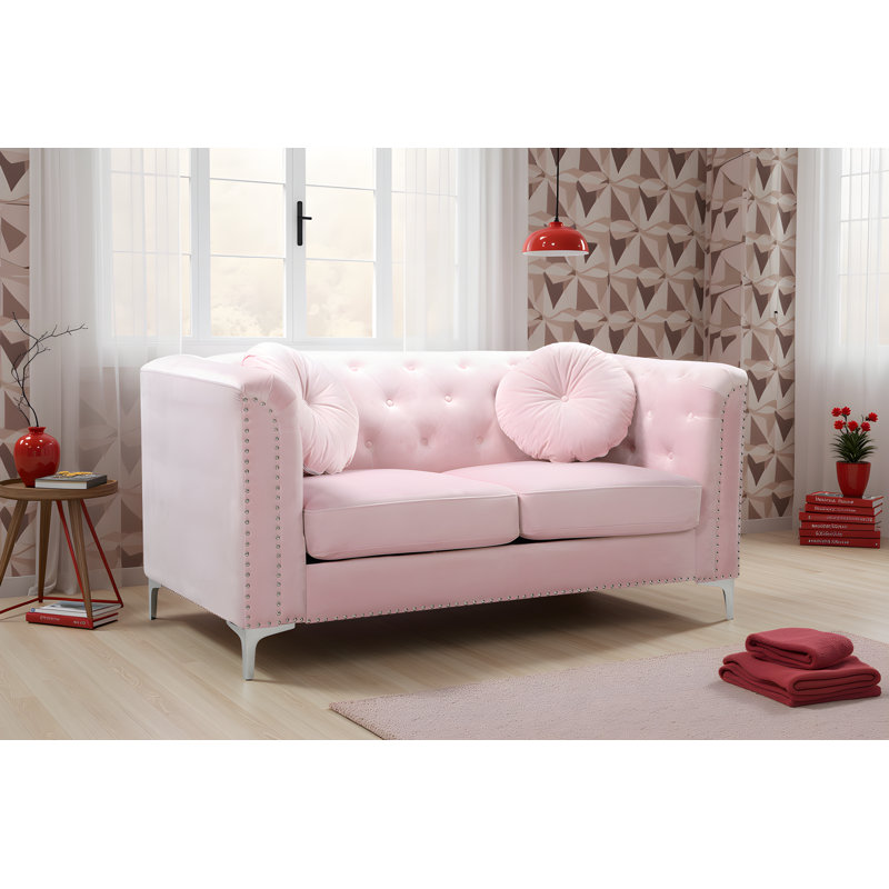 Nade Velvet Loveseat, Pink