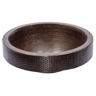 Eden Bath 17'' Antique Dark Copper Metal Circular Bathroom Sink