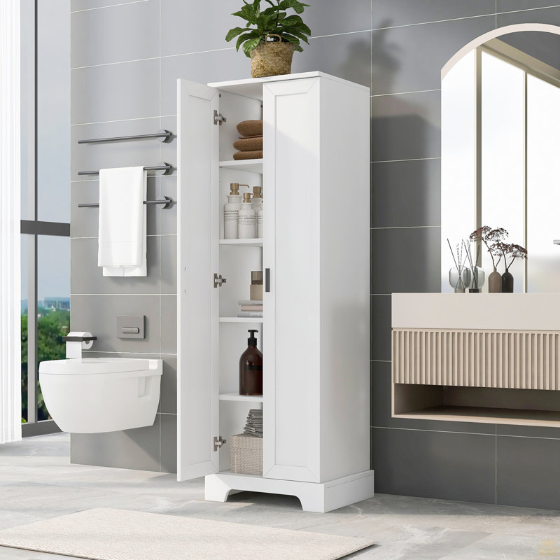 Armoire de rangement avec deux portes, bureau, tablette réglable, Blanc