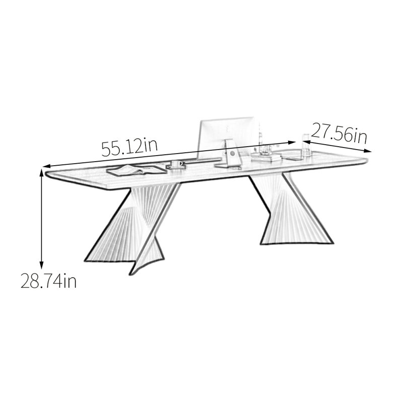 Bureau spacieux et bureau à bords raffinés, H 28,74 po x l 55,12 po x P 27,56 po
