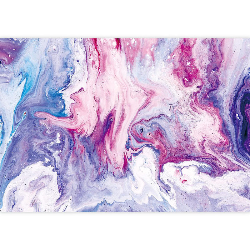 Murale peinte rose et mauve pastel à formes abstraites, L 66 po x l 96 po