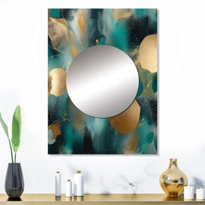Lieber vert or marbré méditation IV - miroir décoratif en marbre, miroir mural moderne, impression d'art en métal