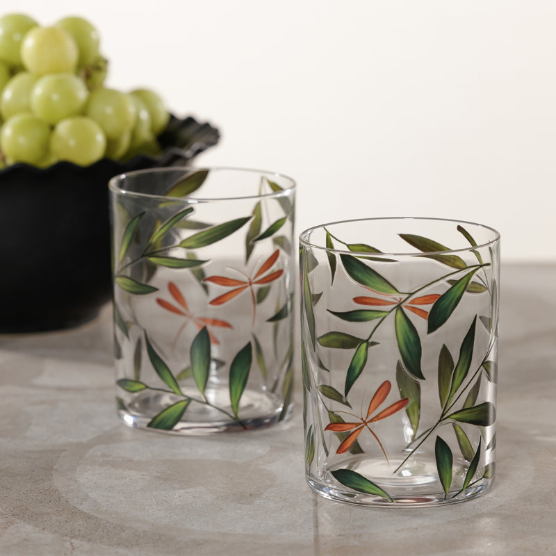 Ensemble de 6 verres Kallan à feuilles et libellules