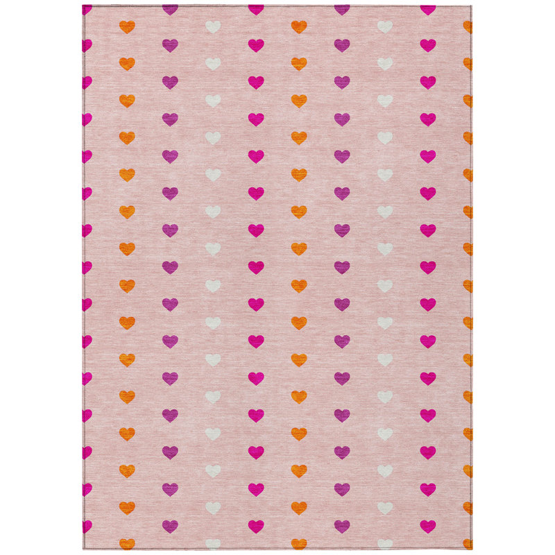 Machine Washable Indoor/Outdoor Chantille ACN2510 Kids Rug, Pink, Rectangle 5' x 7'6"