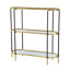 Console à 3 niveaux 48,5 x 16,5 x 50 po, tablette miroir en or noir