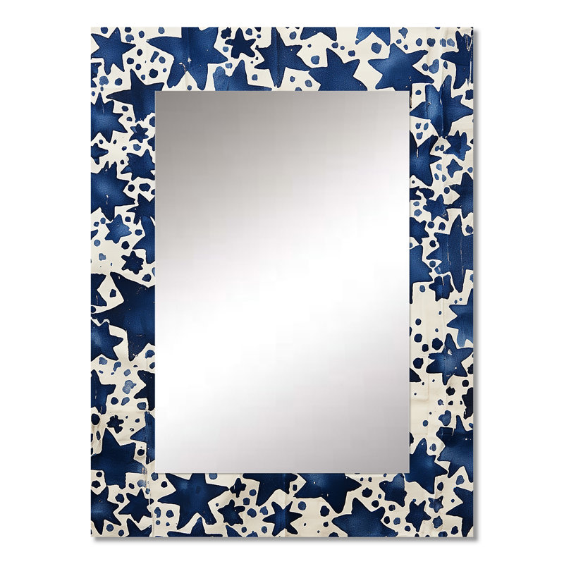 Ciel étoilé étoilé - grand miroir de formes abstraites, miroir mural décoratif bleu, impression d'art en métal, 32 po x 24 po