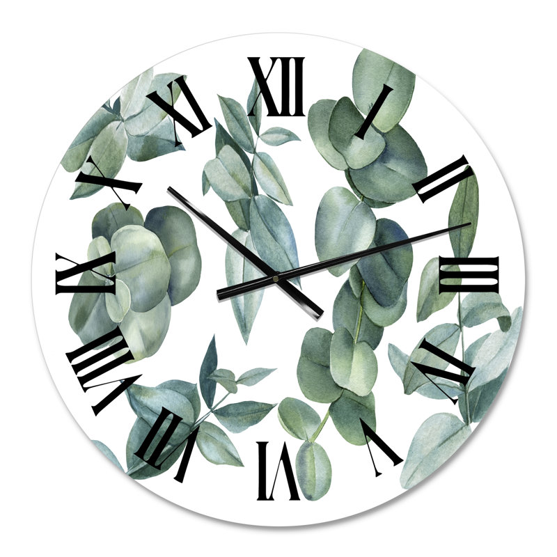 Feuilles d'eucalyptus vert foncé - Horloge murale traditionnelle, Petit