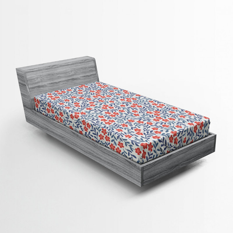 Microfiber Floral Fitted Sheet, Twin Fitted Sheet