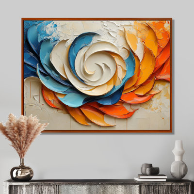 Colorful Lines Of Abstract Paint Petal Spiral III - Abstract Spirals Wall Art for Living Room