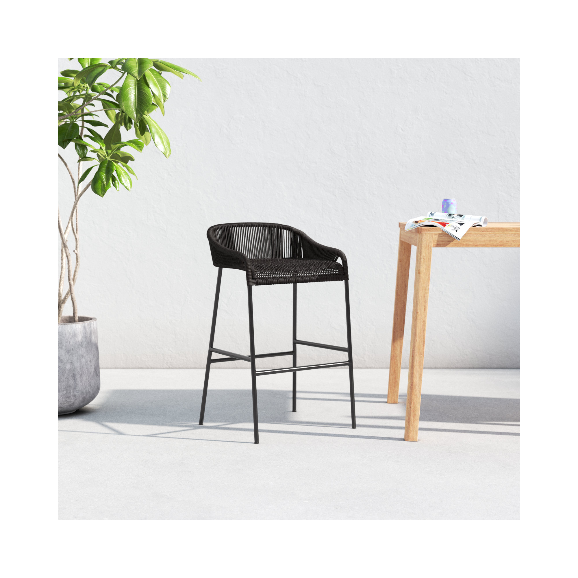 Belmont Powder Coated Aluminum Stool, 28" H, Black