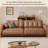 94.49"Brown Genuine Leather Sofa-481866376
