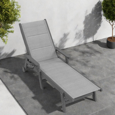 Mobile Patio Chaise Lounges Set of 2, HDPE Modern Adjustable Pool Chairs
