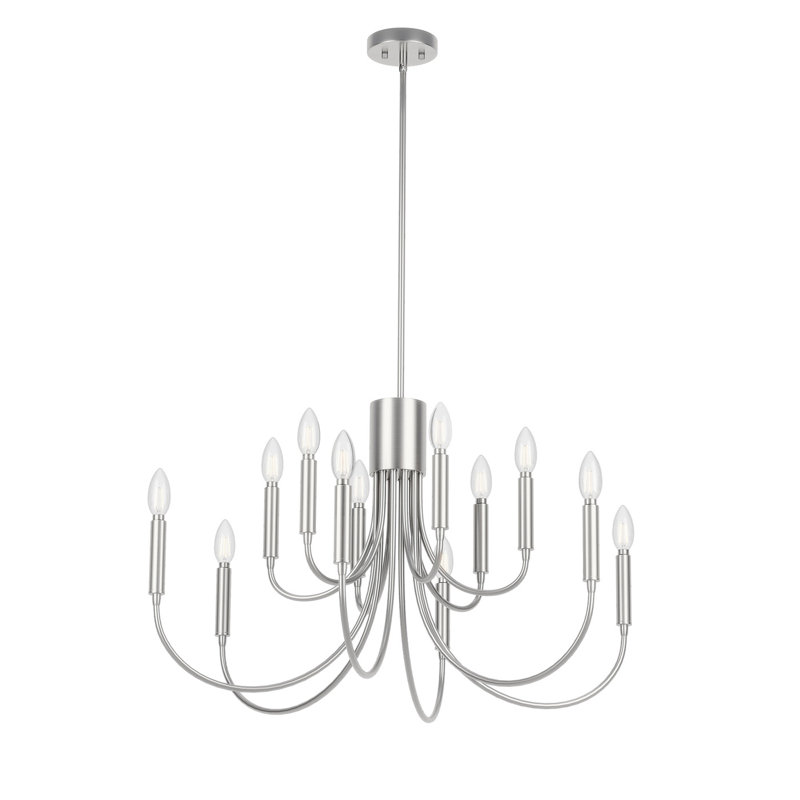 Luminaire à intensité variable de style chandelier pour îlot de cuisine Alvaro 12-E12, Nickel brossé
