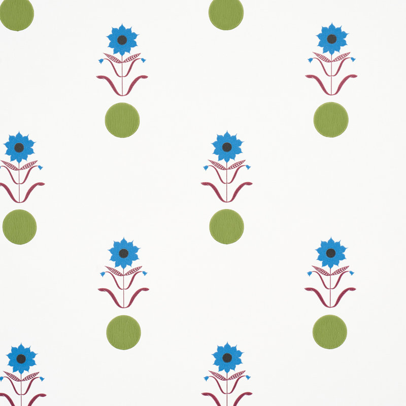 Papier peint Schumacher x Peg Norriss Forget Me Dots, Bleu