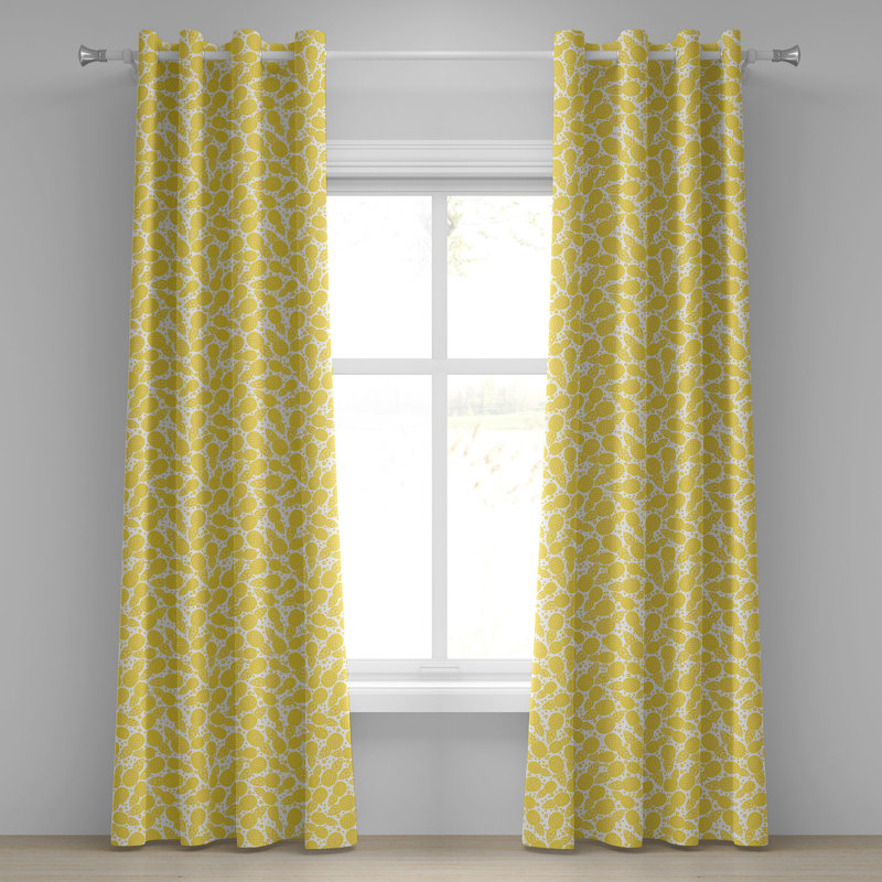 Rideau décoratif à œillets 2 panneaux Dakota Fields, 50 po x 96 po, blanc et jaune, L 50 po x L 108 po