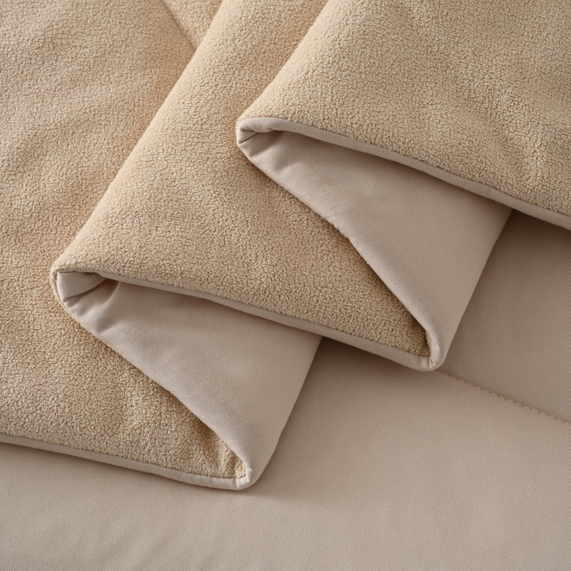 Édredon réversible matelassé - Fausse molleton alpaga moelleux et tricot doux, chaud et léger, Beige, Édredon très grand