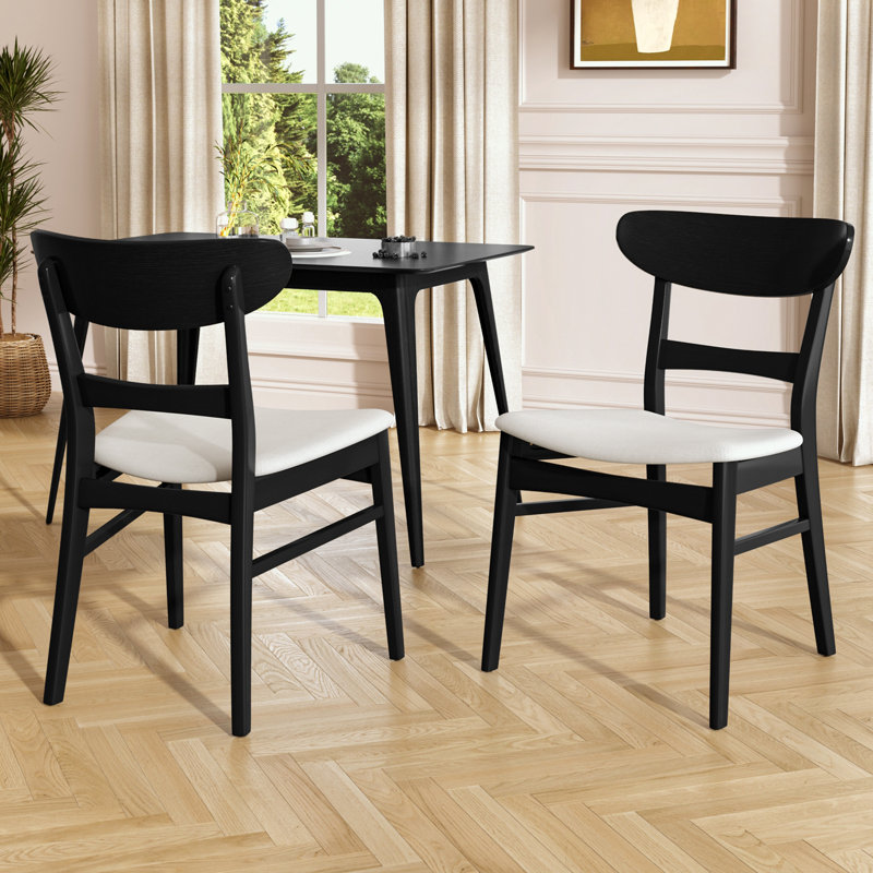 Ensemble de salle à manger 5 pièces à structure en bois avec 4 chaises rembourrées, Beige clair