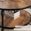 Table basse ronde pour le salon Table de centre rustique avec tablette de rangement Table basse circulaire en bois avec pieds robustes en métal