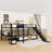 Metal L-Shaped Bunk Bed With Built-In Desk And Slide And Shelves-1032303313
