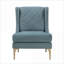 Fauteuil d'appoint à oreilles en chenille bleu royal de luxe moderne pour adultes, surpiqué de losanges, pieds en métal doré, sièges à ressorts ensachés-1206739677
