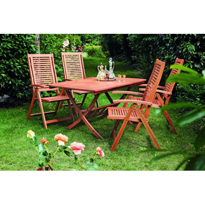 Adalmiina 4 - Person Solid Wood Patio Dining Set Extendable Rectangular Table