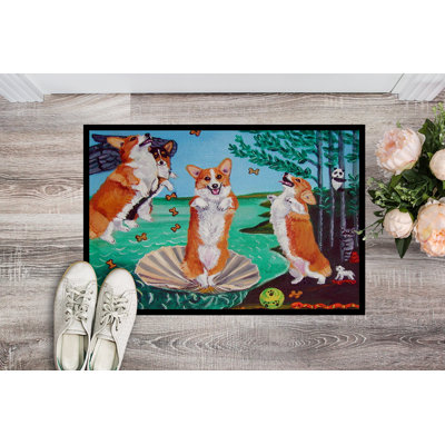 Tapis d'entrée antidérapant Wellsburg Corgi