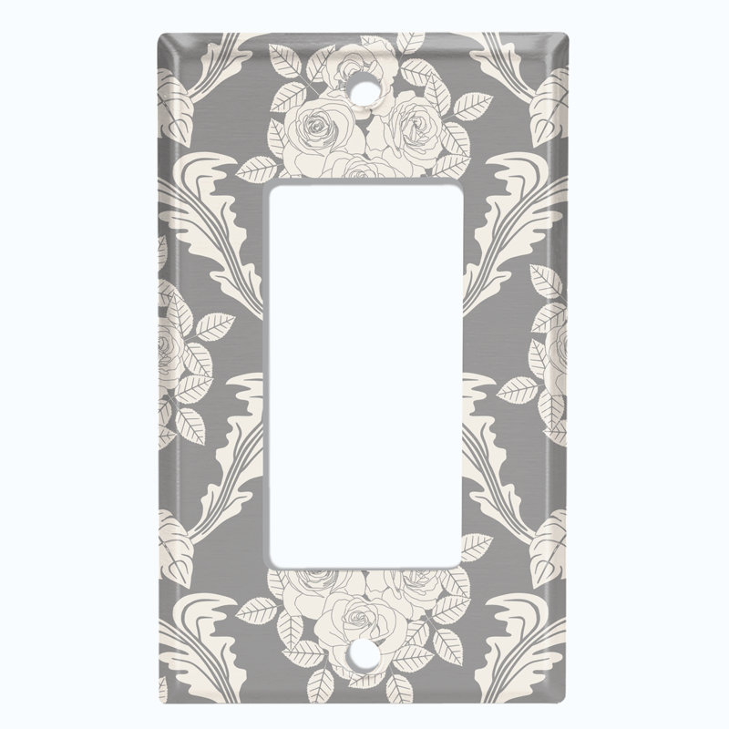 Plaque murale berçante Damask Rose, Gris clair