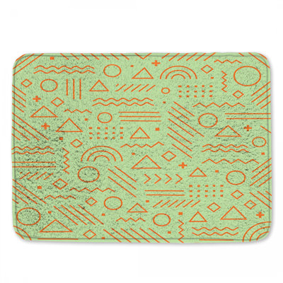 Tapis de bain orange à formes géométriques