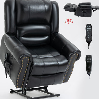 Fauteuil inclinable Power Lift, double moteur, cuir véritable, mécanisme de mouvement robuste avec ports USB