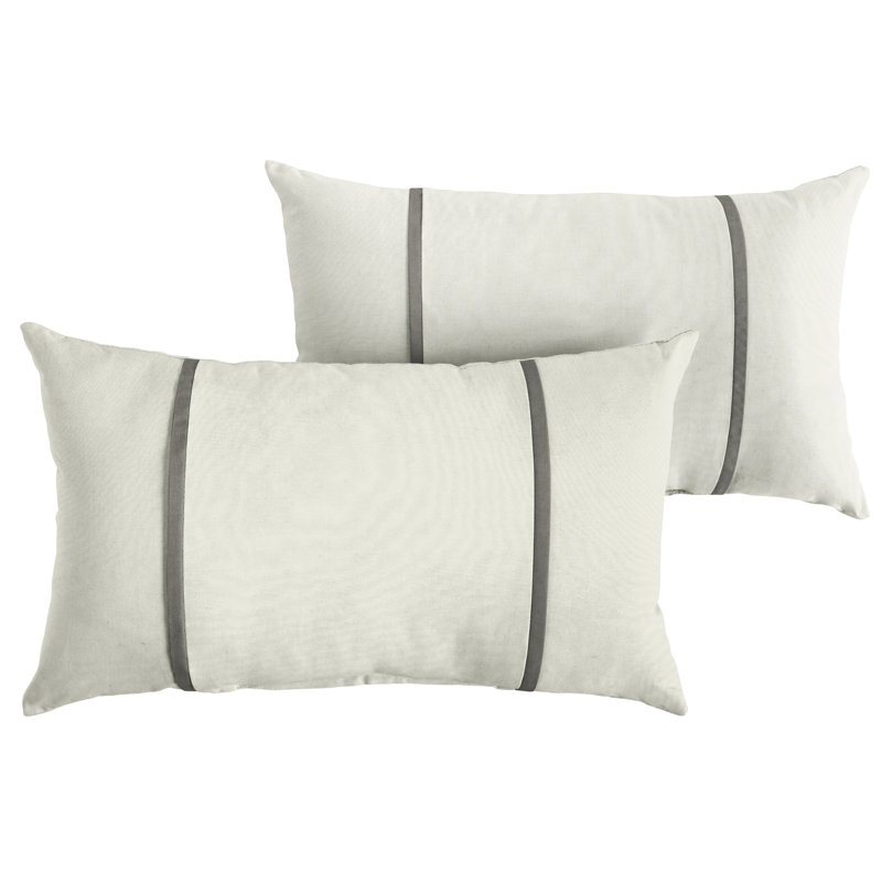 Furston Striped Outdoor Reversible Throw Pillow, White/Charcoal, 13" x 20"