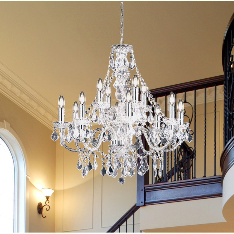 Atticus Candle Style Chandelier, Clear Acrylic, 12