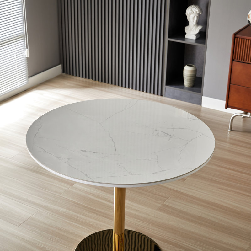 Round Metal Base Dining Table, Gold