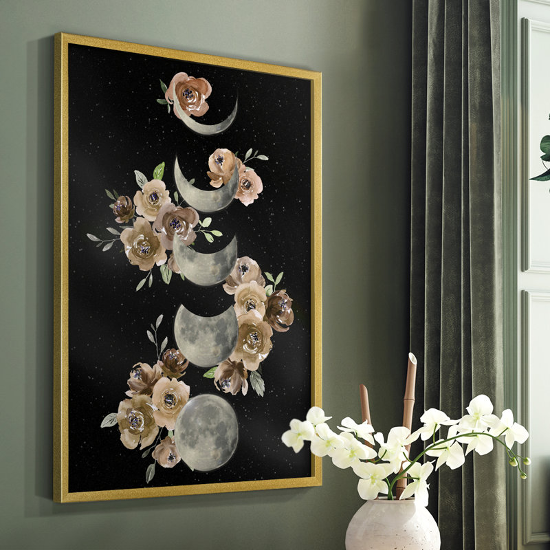 «Bohemian Lunar Phases», reproduction encadrée - bois massif, H 28 po x l 22 po