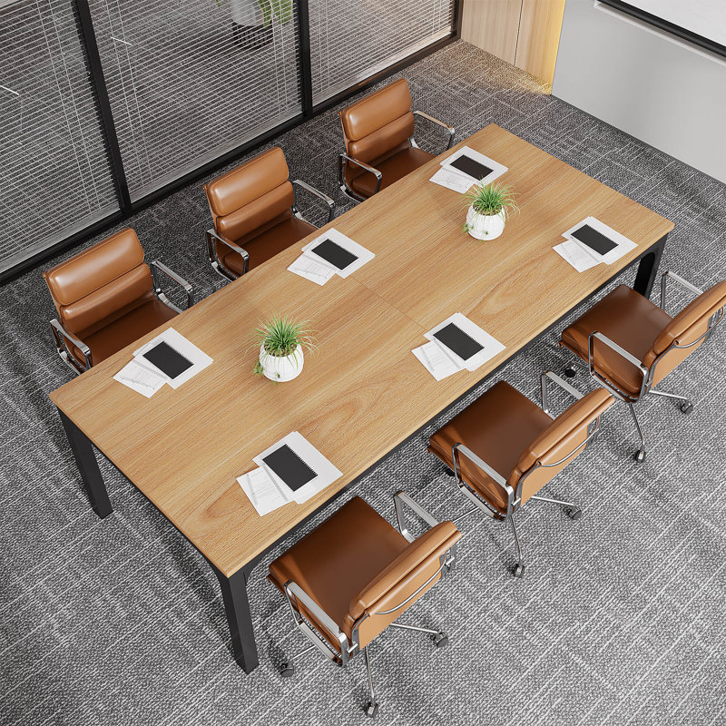 Louinis Rectangle Conference Table, Natural/Black