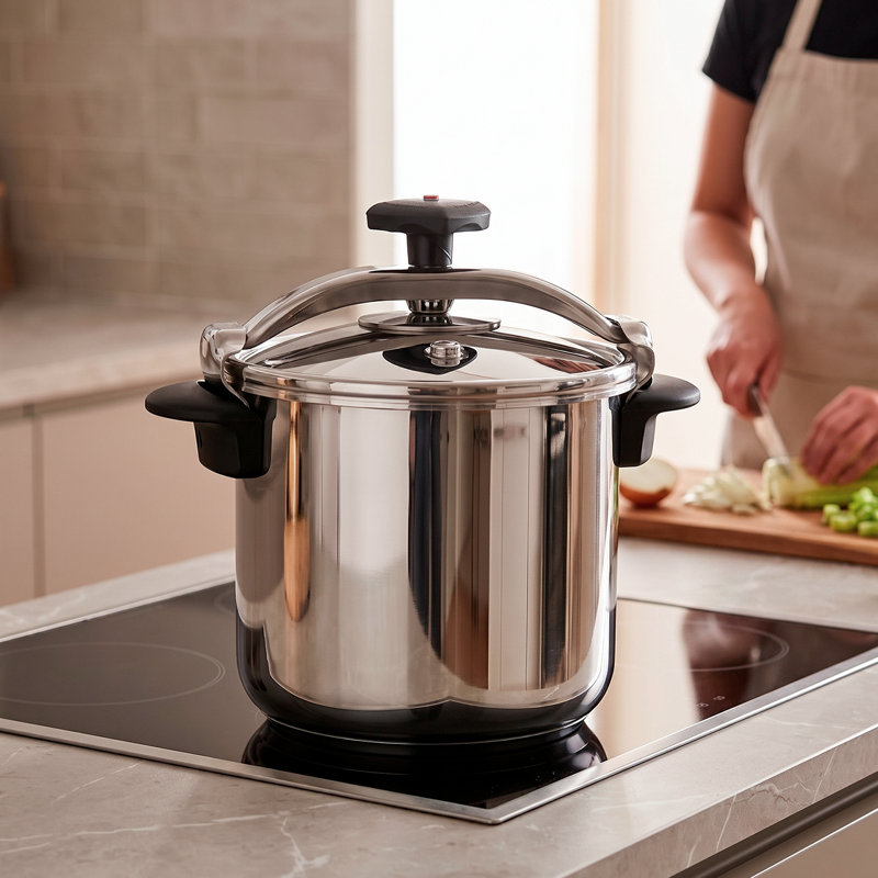 Magefesa Star 8.4-Quart Stainless Steel Pressure Cooker, Works on All Stovetops (Induction Compatible), Safety Lock & 8 PSI Cooking