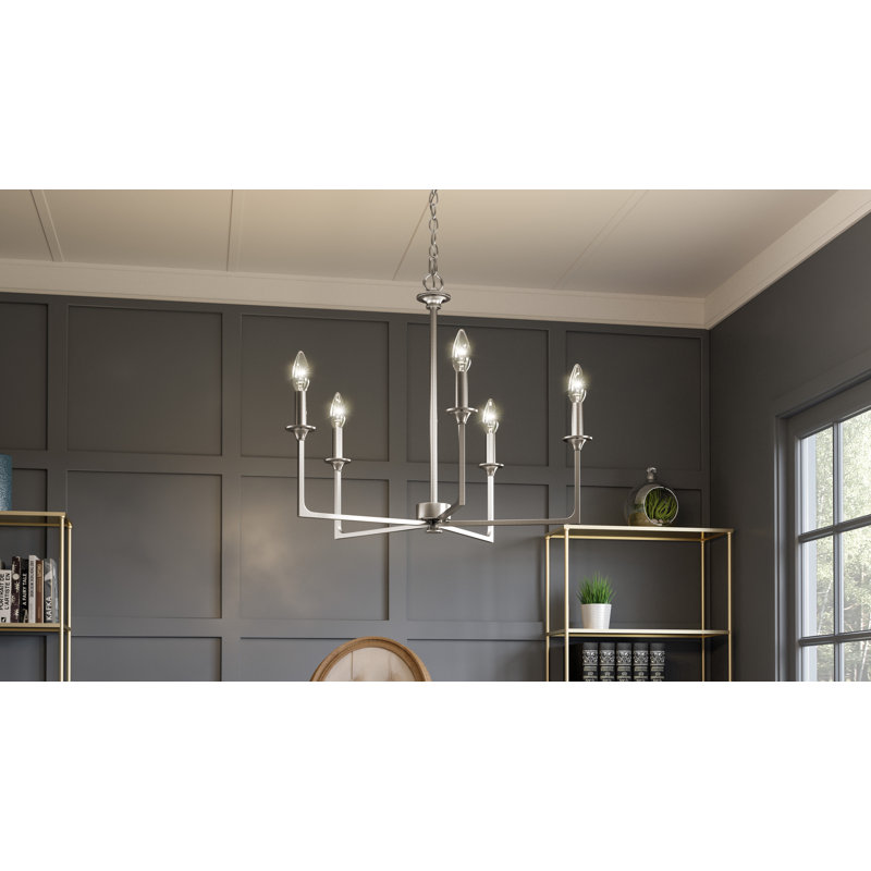 Nahjay 5 - Light Dimmable Classic / Traditional Chandelier, Brushed Nickel