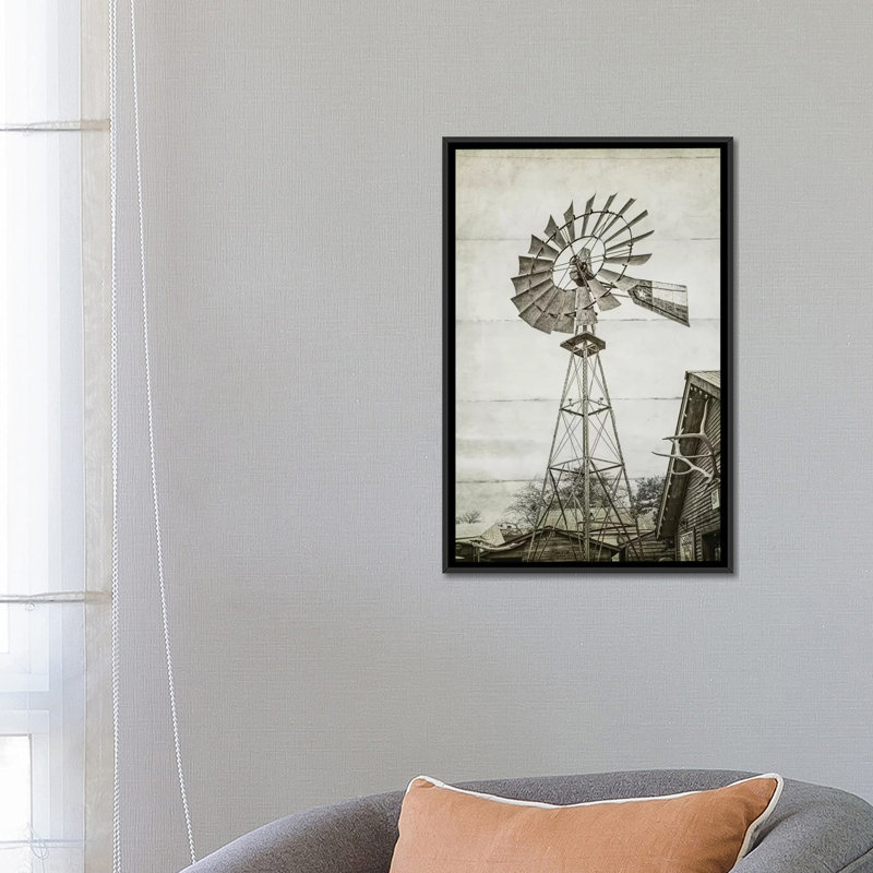« eolienne water pump », photographie sur toile, Toile avec cadre noir, H 48 po x l 32 po x P 1,5 po