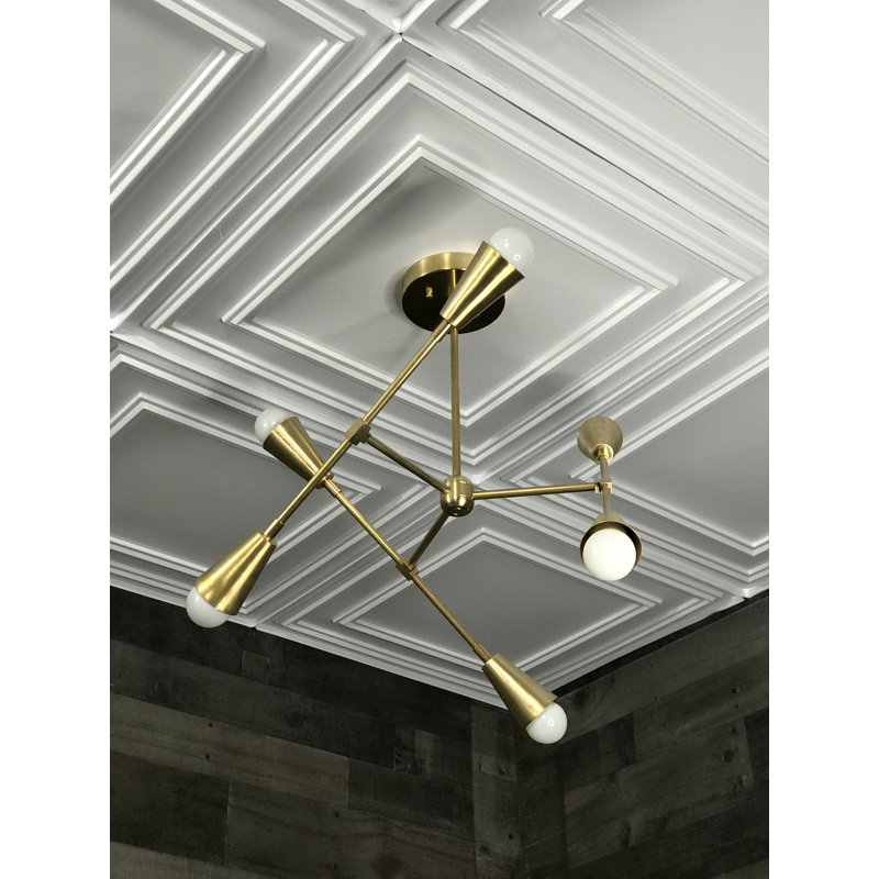 Lustree linéaire 6 lumières spoutnik modern Neha, Laiton brut