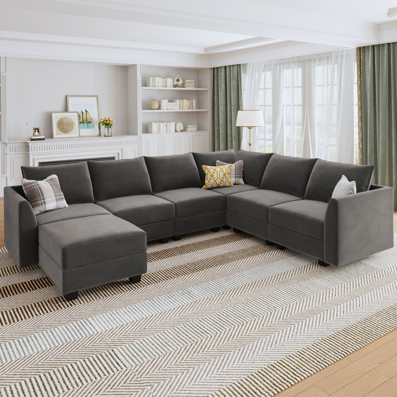 Canapé modulaire en U Tremee, Velours gris velours