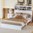 Queen Size Vintage Platform Bed,With Storage Headboard and Charging Station, White-323374644