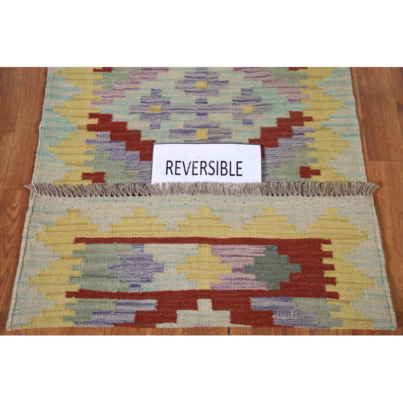 Tapis de couloir oriental géométrique Kilim 3 x 10