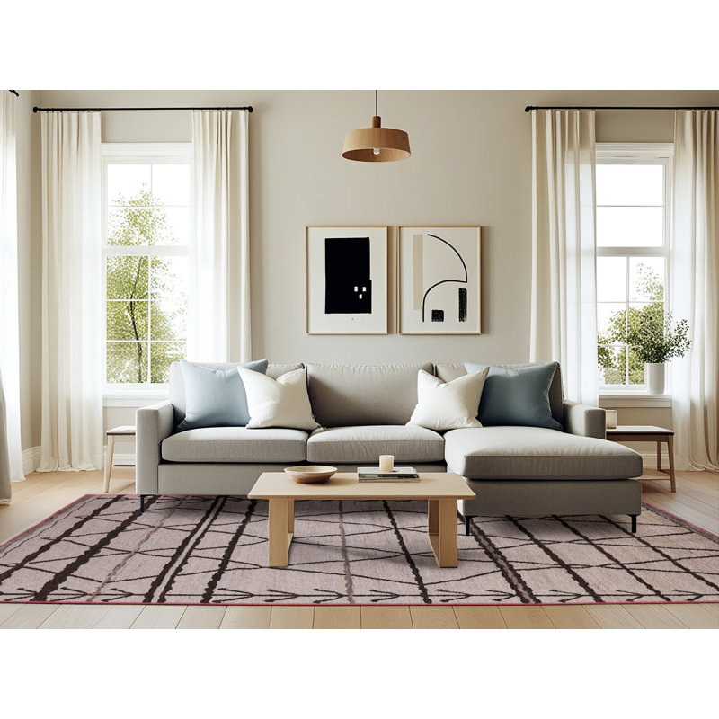Tapis brun à motif géométrique Bayfield, Rectangle 6 pi x 9 pi